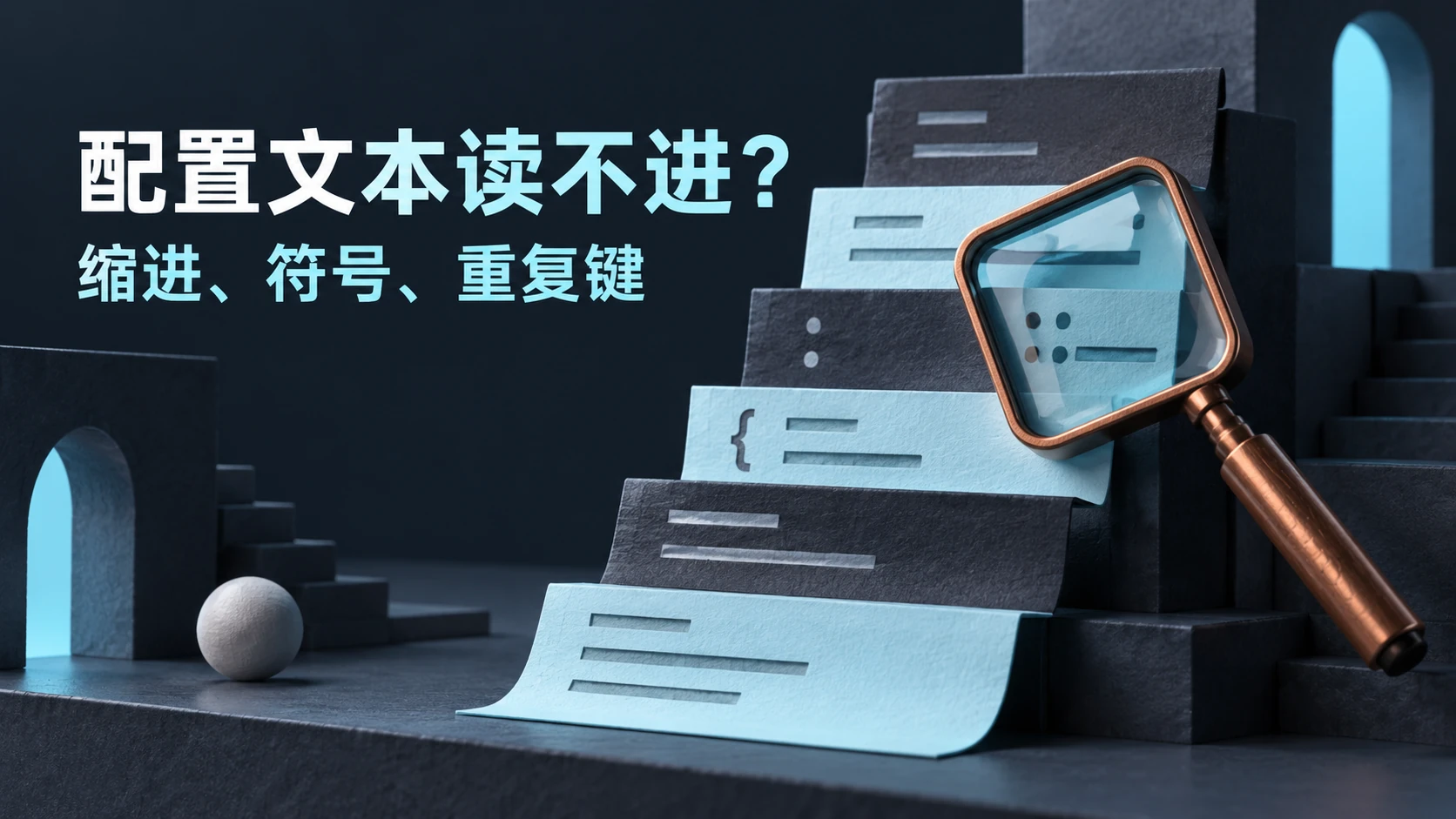 配置文本层级与逐行核对的原创概念插画